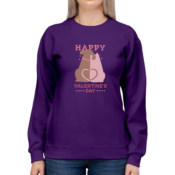 Happy Valentine's Day Dogs Sweatshirt Women -Smartprints Designs, Female x-Large