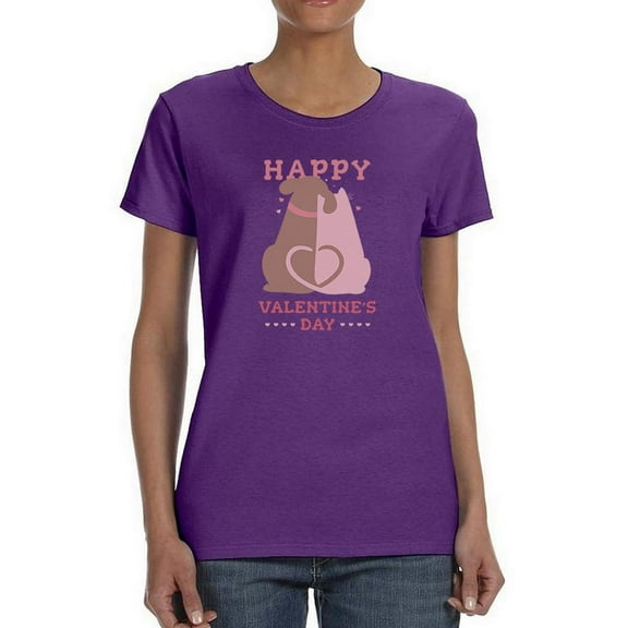 Happy Valentine's Day Dogs T-Shirt Women -Smartprints Designs, Female Small