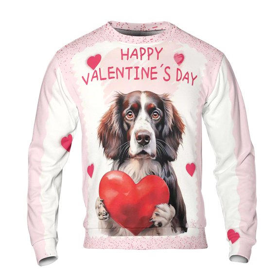 Happy Valentine's Day English Springer Spaniel Brings Love Heart All Over Print 3D Sweatshirt Unisex Merch Springers Dog Lover Gifts - 02028