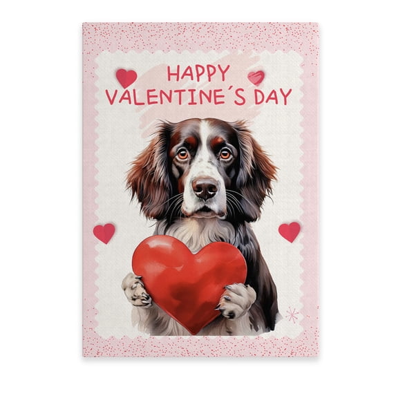 Happy Valentine's Day English Springer Spaniel Brings Love Heart Vertical Matte Canvas Poster Springers Dog Lover Gifts Wall Art Home Decor - 02028