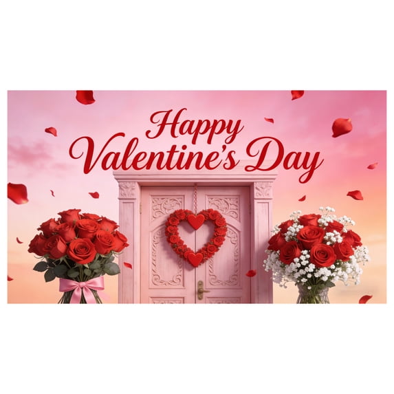 Happy Valentine's Day Garage Door Banner 5.9x13 ft - Large Yard Decor Photo Backdrop for Bridal Shower Wedding Anniversary Party Supplies, Outdoor Indoor Home Holiday Decorations