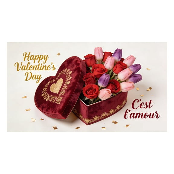 Happy Valentine's Day Garage Door Banner 6.8x15.7 ft - Large Yard Decor Photo Backdrop for Bridal Shower Wedding Anniversary Party Supplies, Outdoor Indoor Home Holiday Decorations