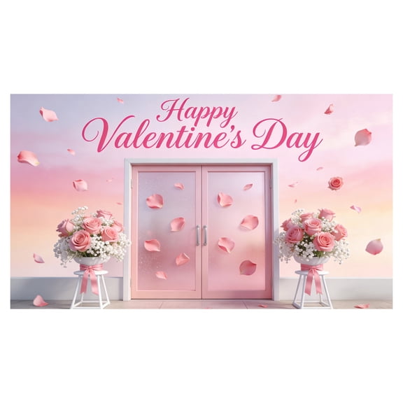 Happy Valentine s Day Garage Door Decorations Pre Lift Valentine Door Banner Cover with LED Lights for Holiday Yard Sign Bridal Shower Wedding