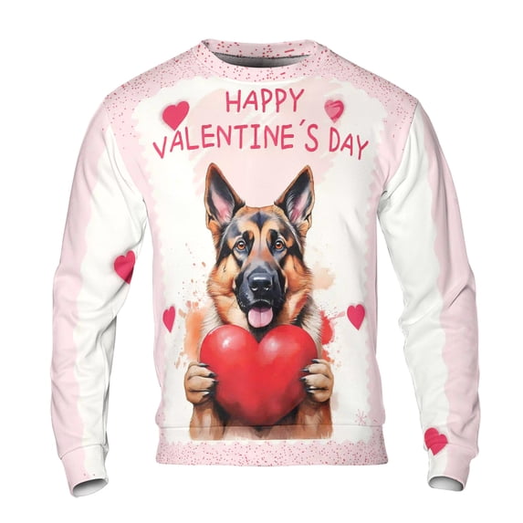 Happy Valentine's Day German Shepherd Brings Love Heart All Over Print 3D Sweatshirt Unisex Merch Alsatian Dog Lover Gifts - 02028