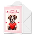 thumbnail image 1 of Happy Valentine's Day German Shorthaired Pointer Brings Love Heart 5x7in Folded Greeting Card GSP Lover Dog Gift Single Note Card with Envelope - 02028, 1 of 5