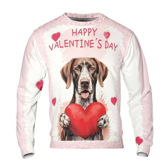 Happy Valentine's Day German Shorthaired Pointer Brings Love Heart All Over Print 3D Sweatshirt Unisex Merch GSP Lover Dog Gift - 02028