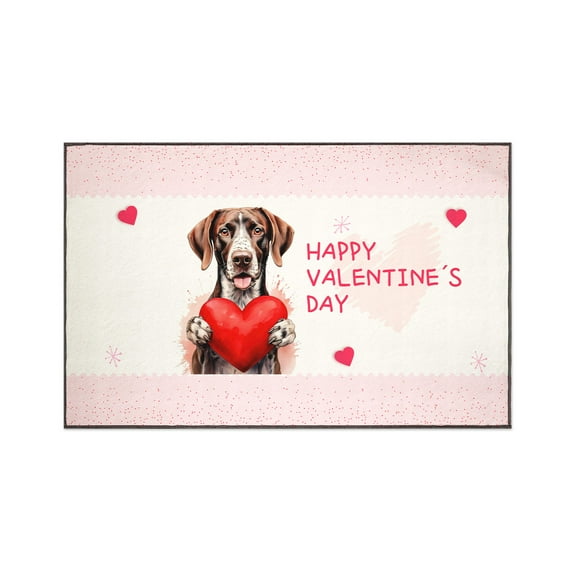Happy Valentine's Day German Shorthaired Pointer Brings Love Heart Indoor Rug GSP Lover Dog Gift Carpet Living Bed Room Sofa Home Decor - 02028