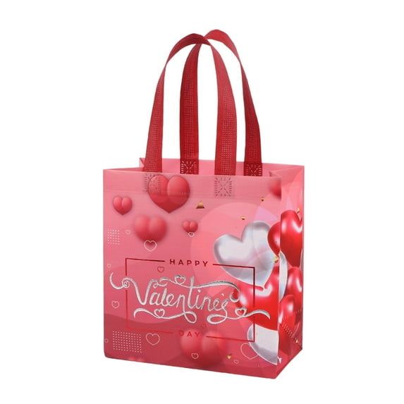 Happy Valentine's Day Gift Bags With Handle - Tote Bags Reusable Gift Bags Goodie Bag - Party Supplies