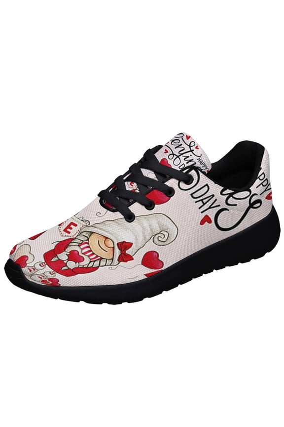 Happy Valentine's Day Gnome Couple Shoes Sneakers Black Size 3.5