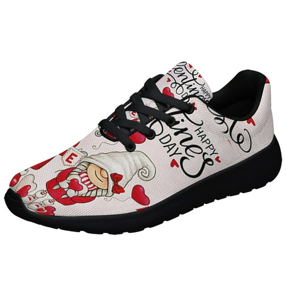 Happy Valentine's Day Gnome Couple Shoes Sneakers for Women Men Black Size 10.5