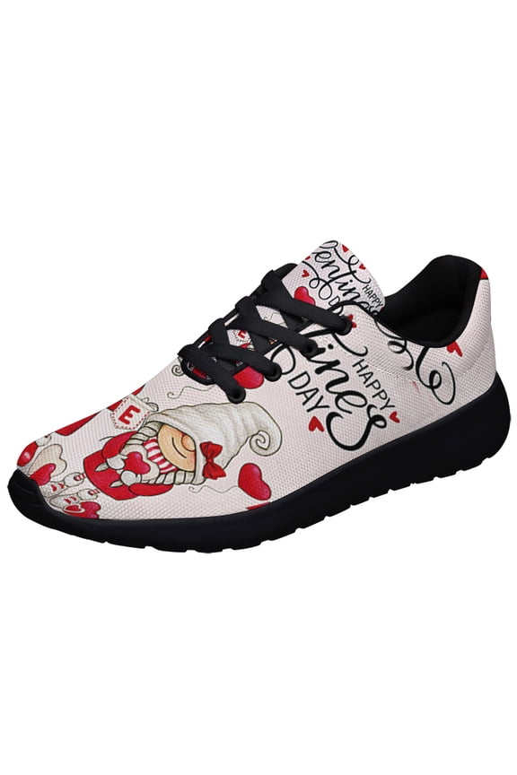 Happy Valentine's Day Gnome Couple Shoes Sneakers for Women Men Black Size 10