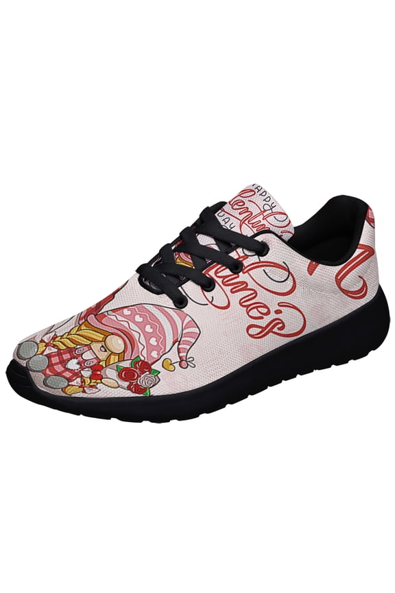Happy Valentine's Day Gnome Couple Shoes Sneakers for Women Men Black Size 3.5