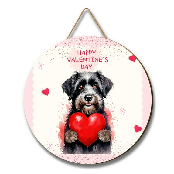 Happy Valentine's Day Havanese Brings Love Heart Round Wood Sign Havanese Dog Lover Gifts Idea Hanging Wall Home Decor - 02028