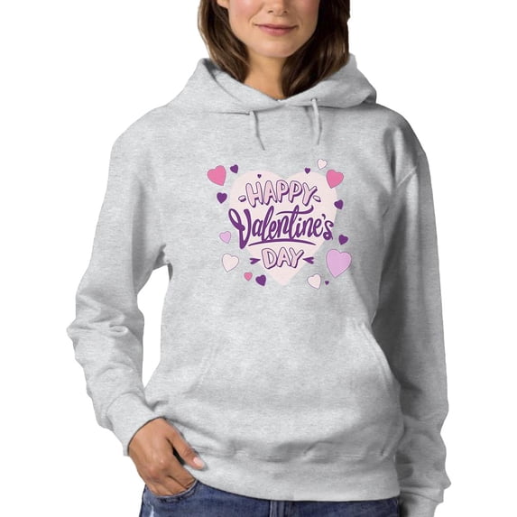 Happy Valentine's Day Heart Hoodie Women -Smartprints Designs, Female 3X-Large