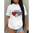 Happy Valentine's Day" Heart Print T-Shirt for Women - Casual, Easy ...