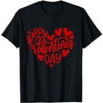 thumbnail image 1 of Happy Valentine's Day Heart Retro Couple Valentines Womens T-Shirt, 1 of 5