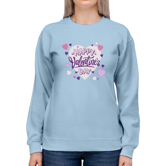 Happy Valentine's Day Heart Sweatshirt Women -Smartprints Designs, Female XX-Large