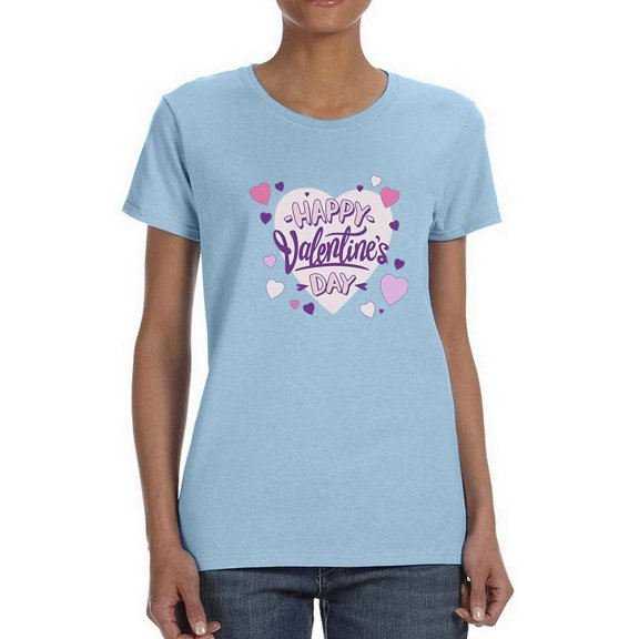 Happy Valentine's Day Heart T-Shirt Women -Smartprints Designs, Female Large