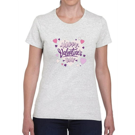 Happy Valentine's Day Heart T-Shirt Women -Smartprints Designs, Female Small