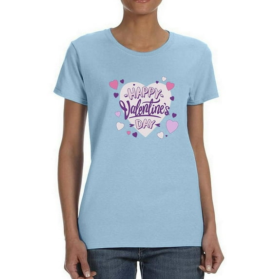 Happy Valentine's Day Heart T-Shirt Women -Smartprints Designs, Female x-Large