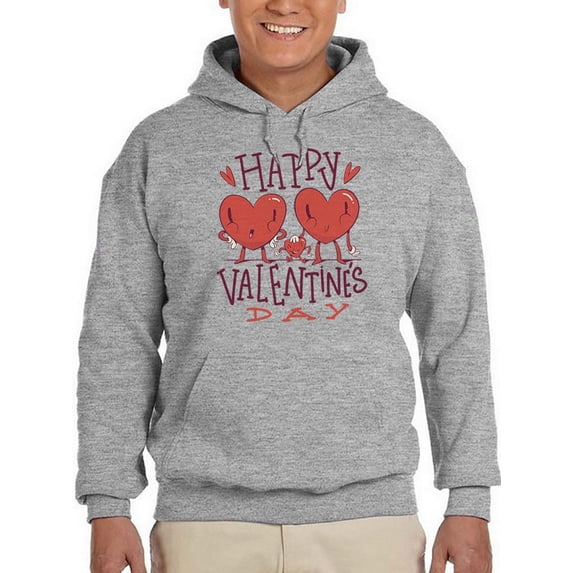 Happy Valentine's Day Hearts Hoodie Men -Smartprints Designs, Male 4X-Large