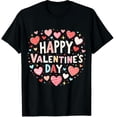 thumbnail image 1 of Happy Valentine's Day - Hearts Love Graphic Crew Neck Short Sleeve T-Shirts (Men's, Women's), 1 of 4