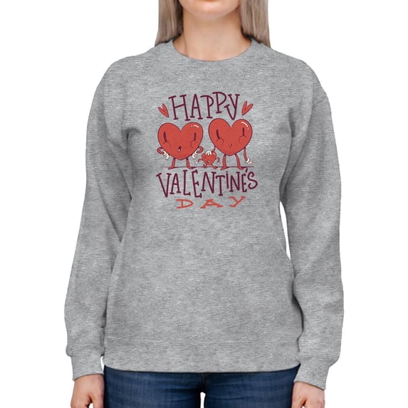 Happy Valentine's Day Hearts Sweatshirt Women -Smartprints Designs, Female Large