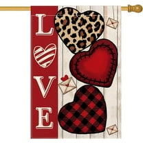 Happy Valentine''s Day House Flag 28 x 40 Inch Love Heart Garden Flag Decorative Double Sided Large Flag for Valentine''s Day Decoration
