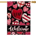 thumbnail image 1 of Happy Valentine''s Day House Flag 28 x 40 Inch Welcome Heart Decorative Double Sided Flag for Farmhouse Yard Outdoor Decoration, 1 of 5