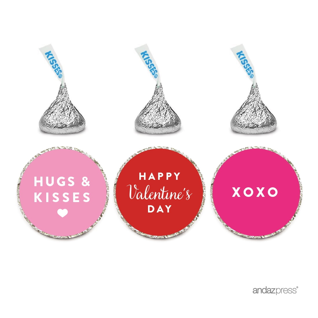 Happy Valentines Day Hugs and Kisses Hersheys Kisses Stickers, 216-Pack