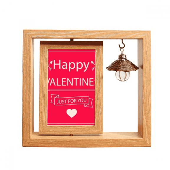 Happy Valentine's Day Just For You Wooden Rotating Picture Photo Frame 4x6