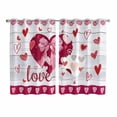 thumbnail image 1 of Happy Valentine's Day Kitchen Curtains Window Panels, Love Hearts Romantic Gray Wooden Insulated Window Treatment Curtain, Grommet Curtains for Bedroom/Living Room/Bathroom, 2 Piece 52"Wx72"L, 1 of 8