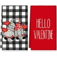 thumbnail image 1 of Happy Valentine''s Day Kitchen Towel Black White Buffalo Plaids Gnome Dish Towel 18 x 26 Inch Weing Anniversary Cooking Baking Hand Drying Tea Towel Set of 2, 1 of 1