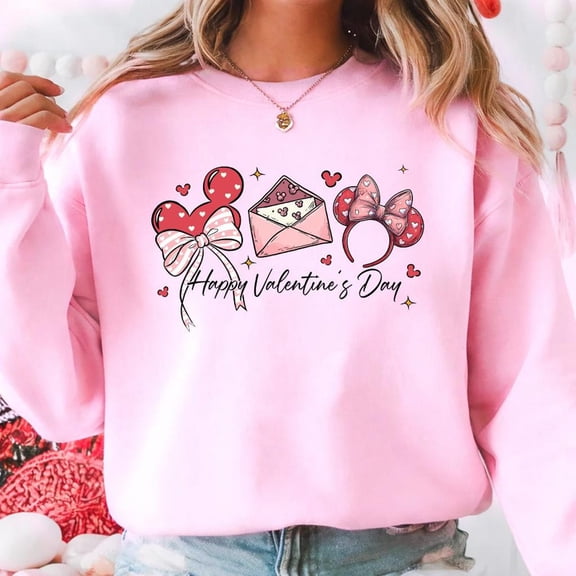 Happy Valentine’s Day Love Sweatshirt – Cute Heart Graphic Unisex Crewneck