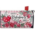 thumbnail image 1 of Happy Valentine''s Day Mailbox Cover Magnetic Standard Size 21"x19", Pink Red Rose Flower Love Decorative Post Letter Box Wrap Decor, Plaid Anniversary Wedding Farmhouse Garden Outdoor Decoration, 1 of 6