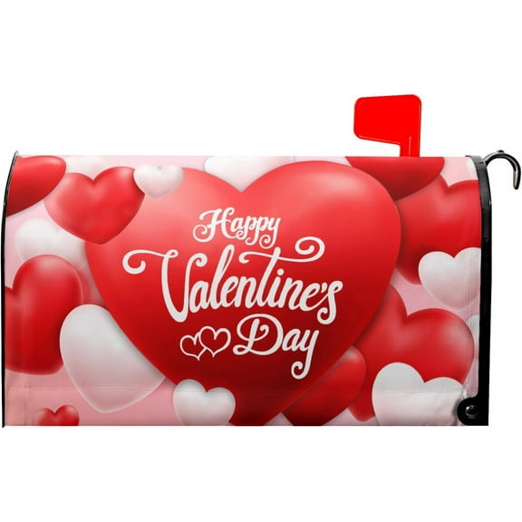 Happy Valentine''s Day Mailbox Covers Magnetic Red and Pink Love Heart Mailbox Cover Sweet Valentines Day Mailbox Covers Magnetic Standard Size 21x18 Inch for Home Outdoor Garden Decorations