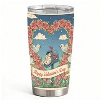 Happy Valentine’s Day Mailbox with Rose Garland Design, Double-Wall Hot Cold Tumbler for Girlfriend & Wife