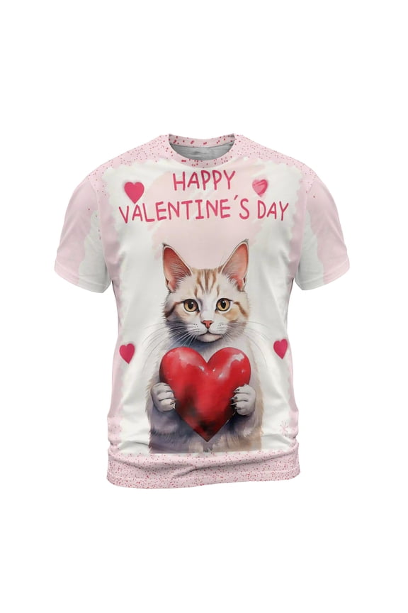 Happy Valentine's Day Manx Brings Love Heart All Over Print 3D Shirt Unisex Merch Cat Lover Kitten Owner Gifts - 02028