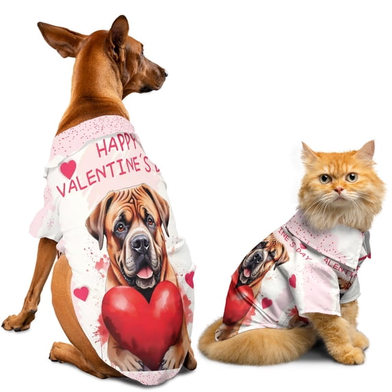 Happy Valentine's Day Mastiff Brings Love Heart Hawaiian Summer Shirt for Small Medium Large Dog Cat Mastiffs Dog Lover Gifts Idea - 02028