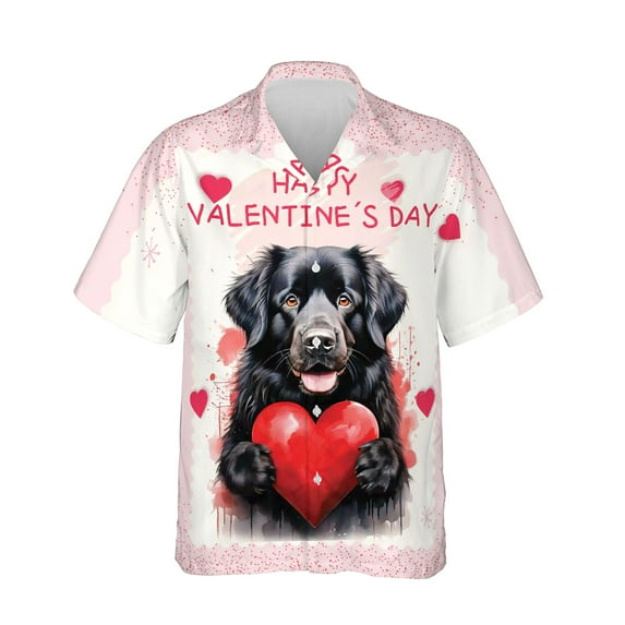 Happy Valentine's Day Newfoundland Brings Love Heart Hawaiian Shirt Breathable Summer Unisex Merch Newfie Dog Lover Gifts - 02028