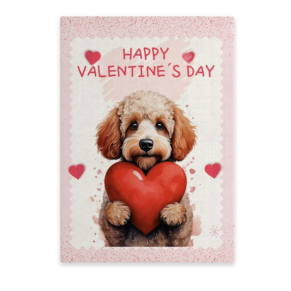 Happy Valentine's Day Poodle Brings Love Heart Vertical Matte Canvas Poster Poodles Dog Lover Gifts Idea Wall Art Home Decor - 02028