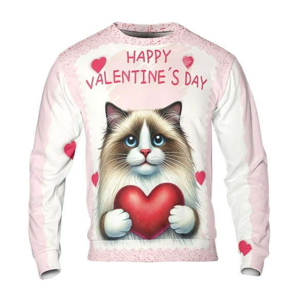 Happy Valentine's Day Ragdoll Brings Love Heart All Over Print 3D Sweatshirt Unisex Merch Cat Lover Kitten Owner Gifts Idea - 02028
