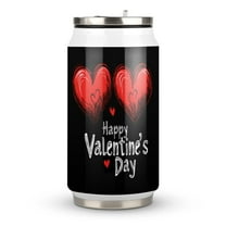 Happy Valentine's Day Red Heart Coffee Tavel Tumblers with Lid and Straw Stainless Steel Vacuum Insulated Mug Wine Glasses Tea Cup for Hot and Cold 300ml