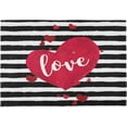 thumbnail image 1 of Happy Valentine''s Day Red Love Heart Placemats Set of 6 Black White Stripe Table mats Burlap Placemat Kitchen Mat Dining Room Decoration 12 x 18 Washable Fast Dry, 1 of 5