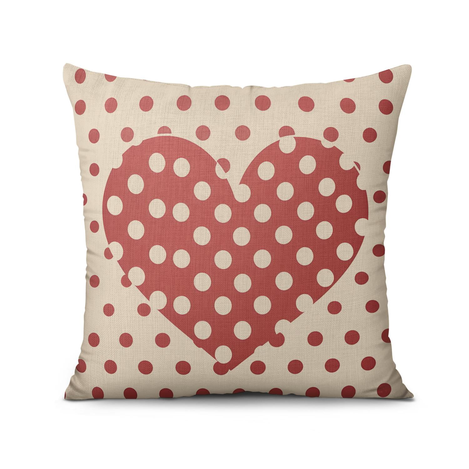 Happy Valentine's Day Red Polka Dots Hearts Love Throw Pillow Covers 18