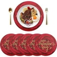 thumbnail image 1 of Happy Valentine's Day Red Rose Flower Round Place Mats Set of 6, Heat Stain Insulation Table Mats Non-Slip Grid Woven Placemats 15.4 Inch for Kitchen Dining Table Holiday, 1 of 7