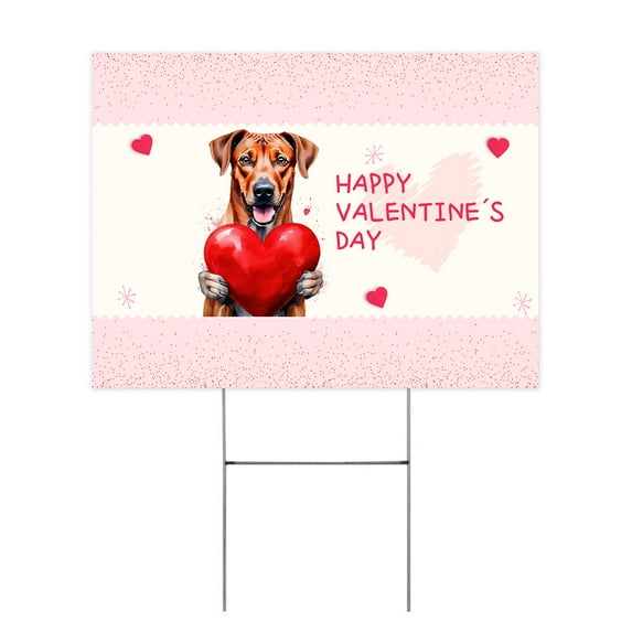 Happy Valentine's Day Rhodesian Ridgeback Brings Love Heart Yard Sign Ridgebacks Dog Lover Gifts Outdoor Home Lawn Garden Porch Decor - 02028
