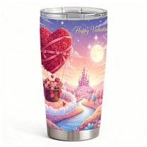 Happy Valentine’s Day Rose Heart Balloon Tumbler, Double-Wall Coffee Cup, Cute Gift for Girlfriend or Wife