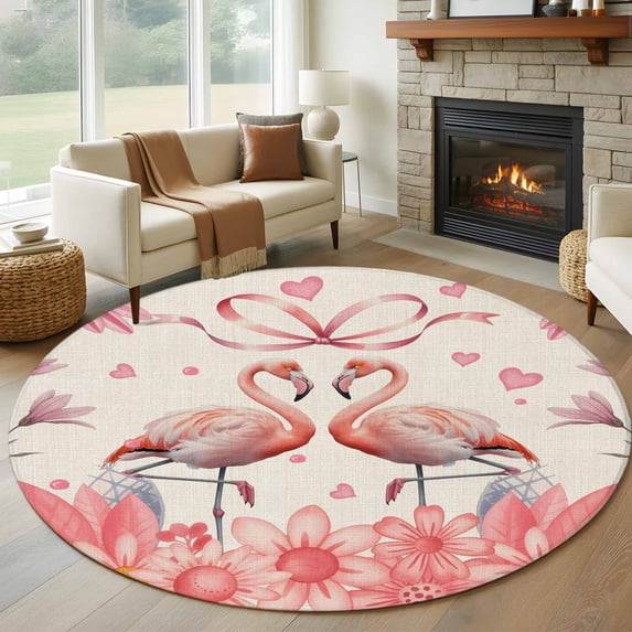 Happy Valentine's Day Round Rug 6ft Washable Circle Kitchen Rugs Non ...
