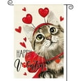 thumbnail image 1 of Happy Valentine''s Day Scarf Cat I love you Welcome Love Tree Garden Flag 12.5x18in, Home Valentine''s Day Outdoor Yard Lawn Garden Flag Decoration -B, 1 of 1